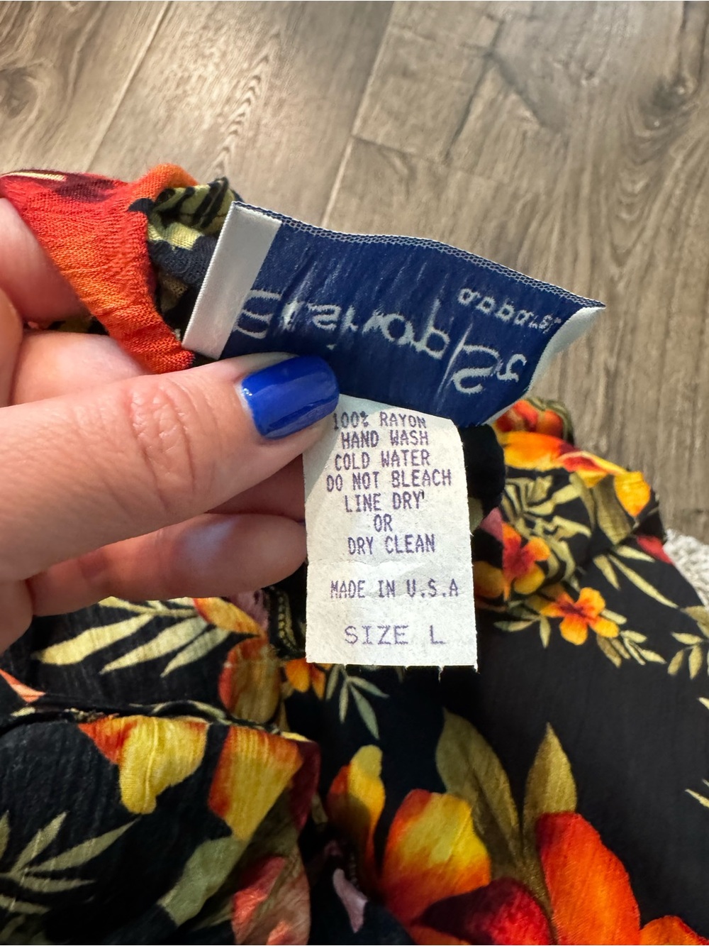 Bishop St apparel Floral midi Dress Black with Orange yellow and Pink Blossoms L - Picture 5 of 6